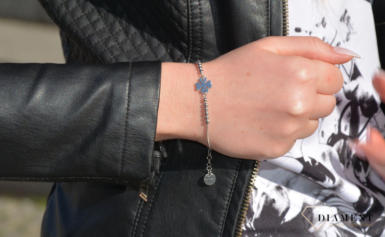 Srebrna bransoletka koniczynka B RM 21419Q.JPG